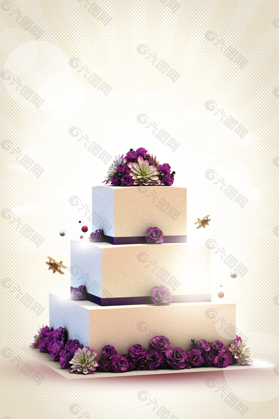 紫色蛋糕背景设计