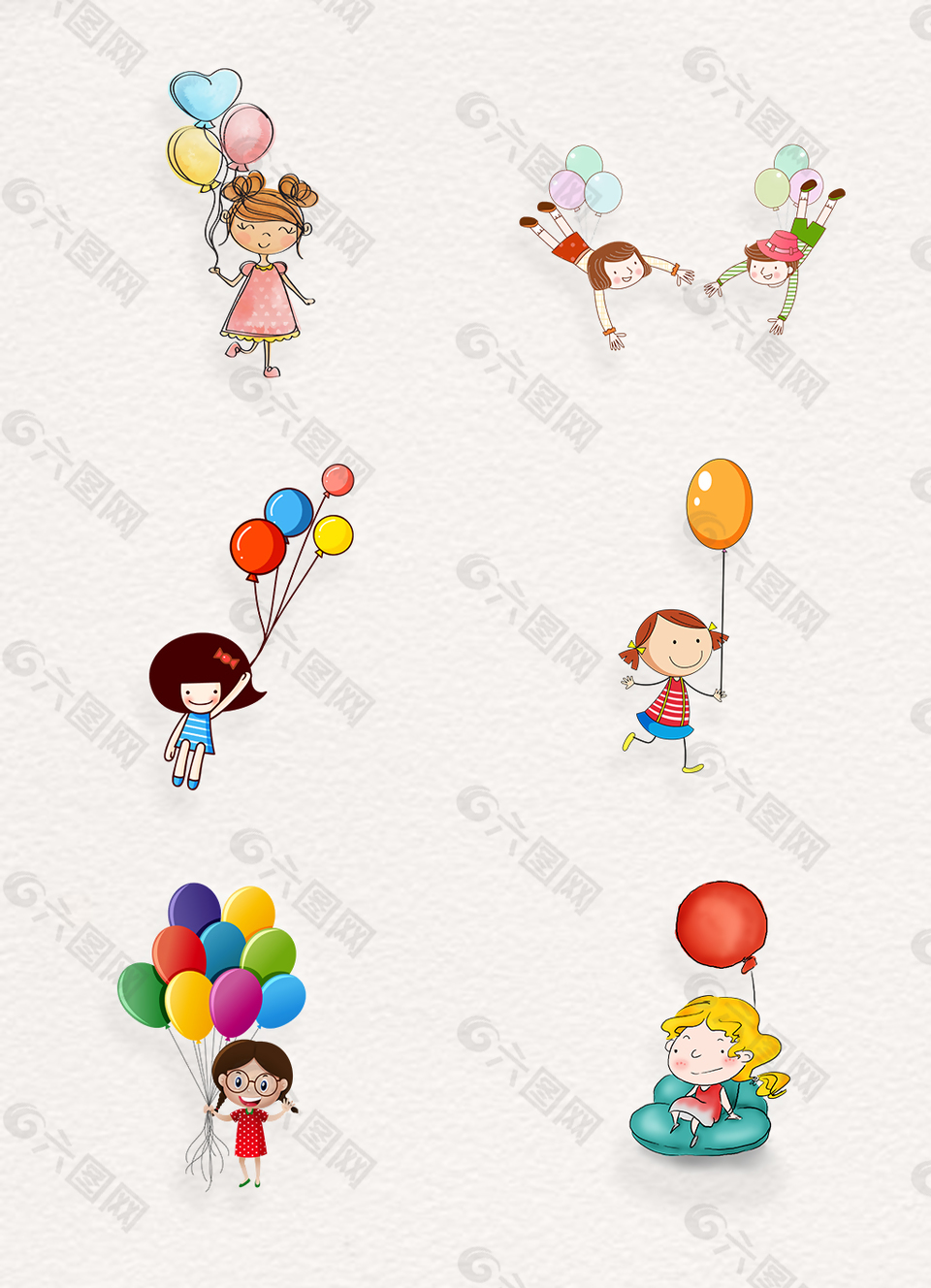 卡通小孩和气球