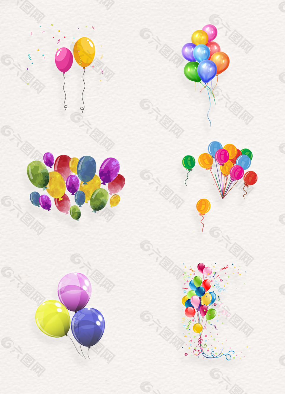 彩色气球卡通png素材