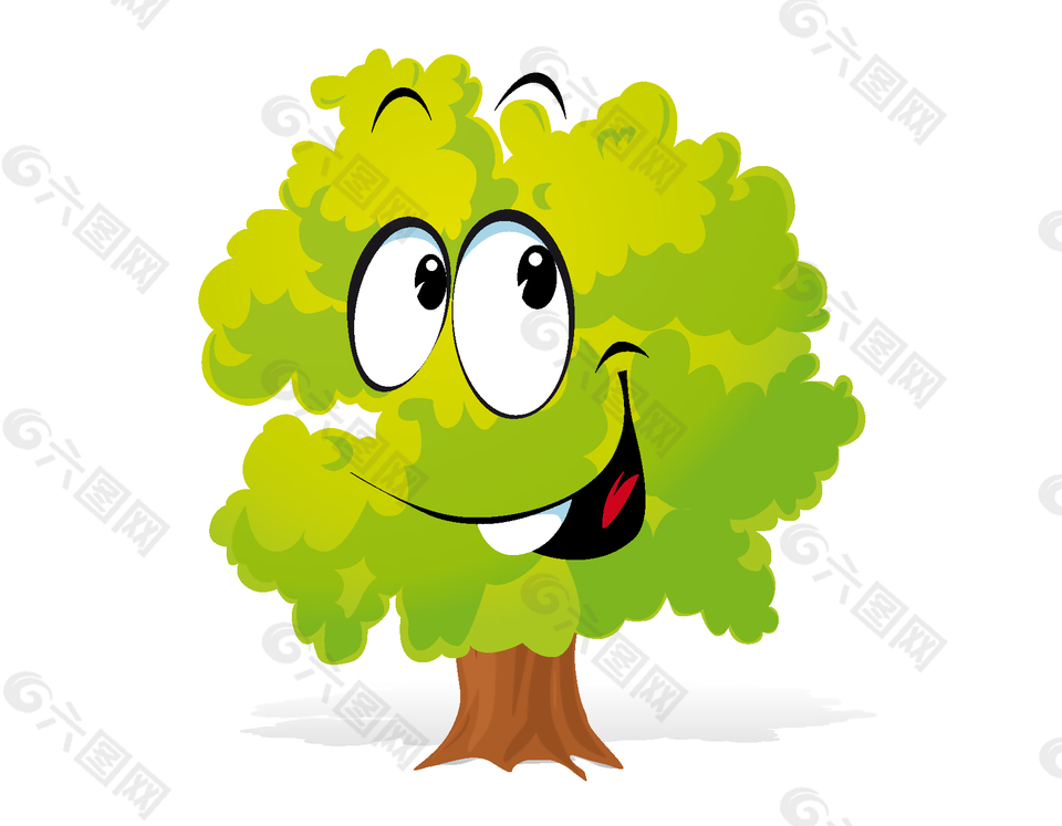 卡通绿色大眼大树元素