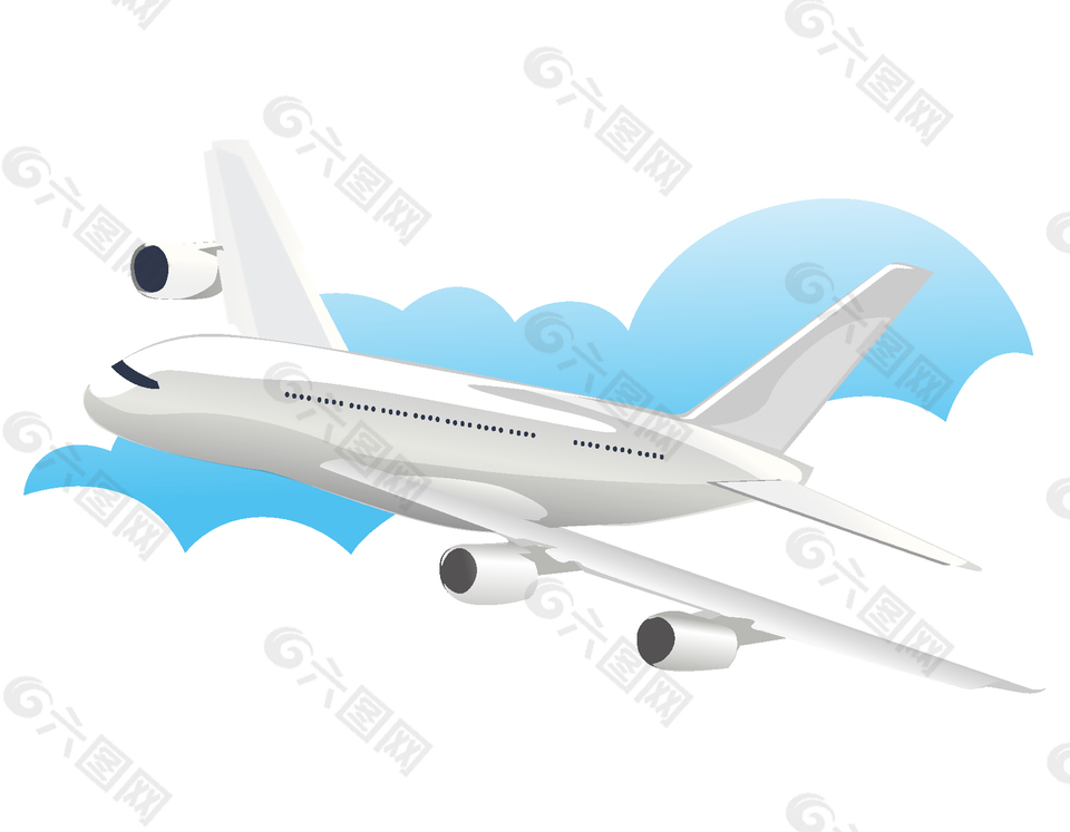 卡通白色飞机矢量元素