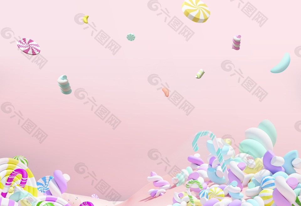 粉色梦幻梦想探险糖果风格广告背景素材