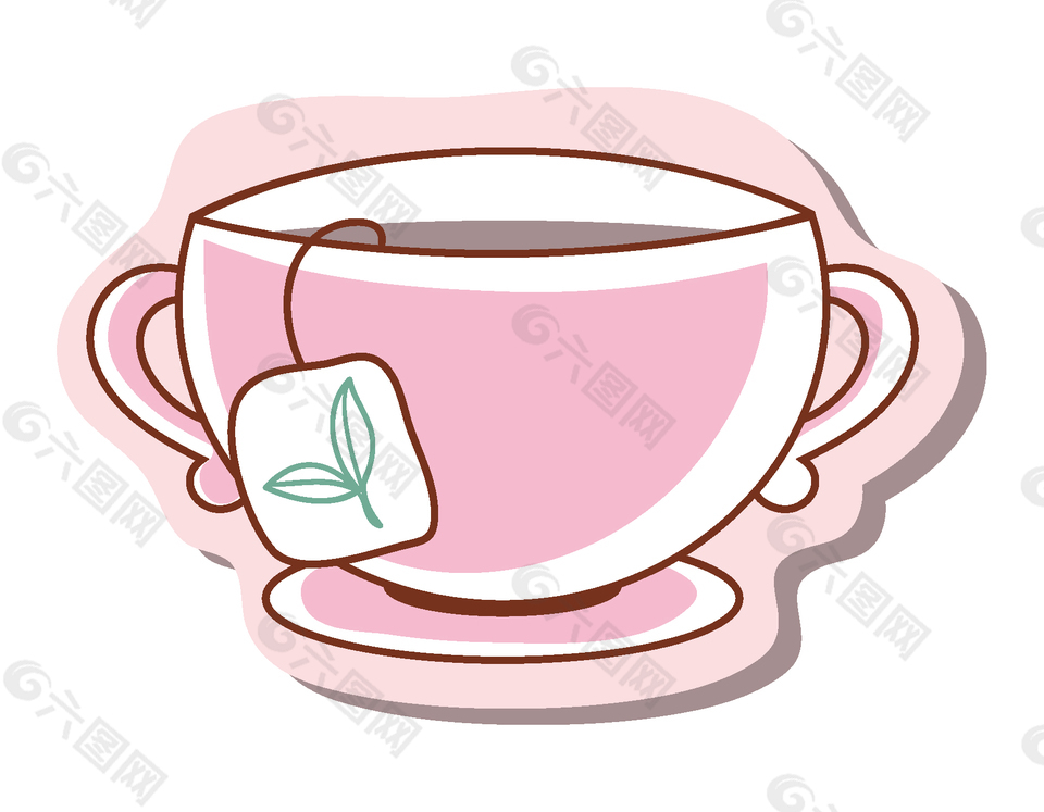 卡通粉色茶杯矢量元素