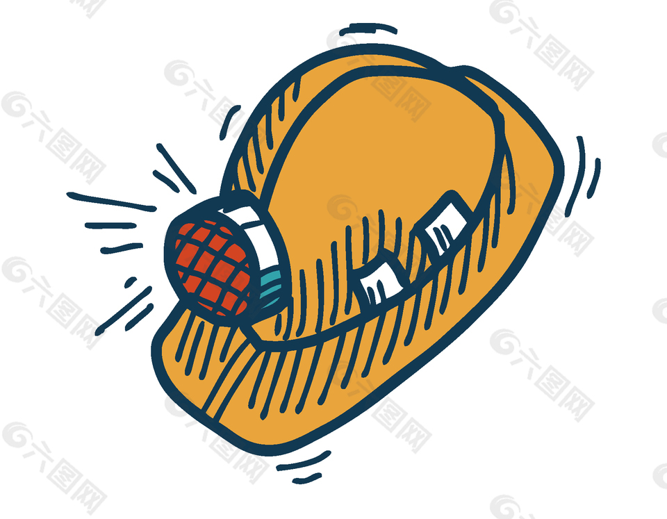 卡通扁平安全帽矢量元素