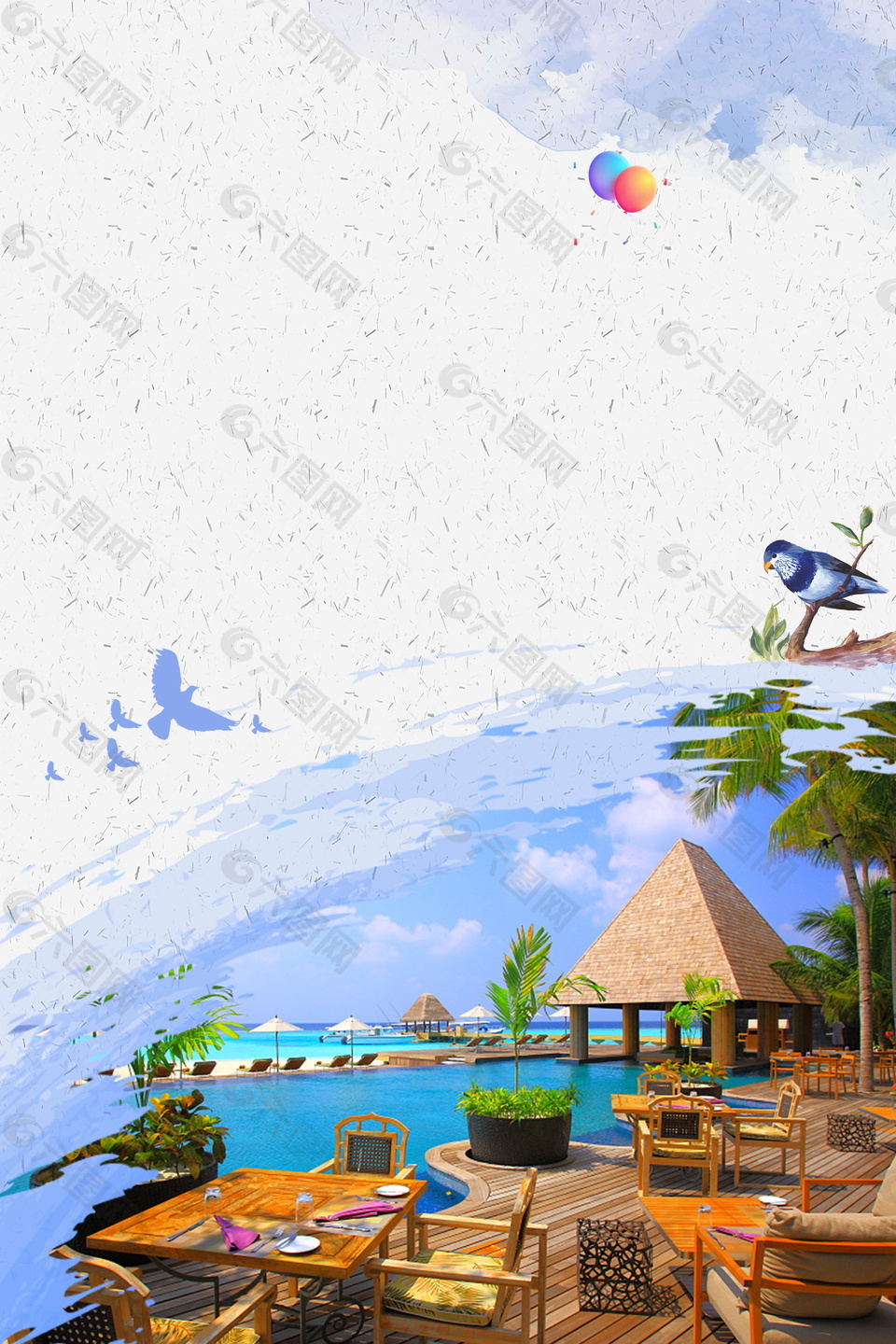 度假马尔代夫旅游背景设计