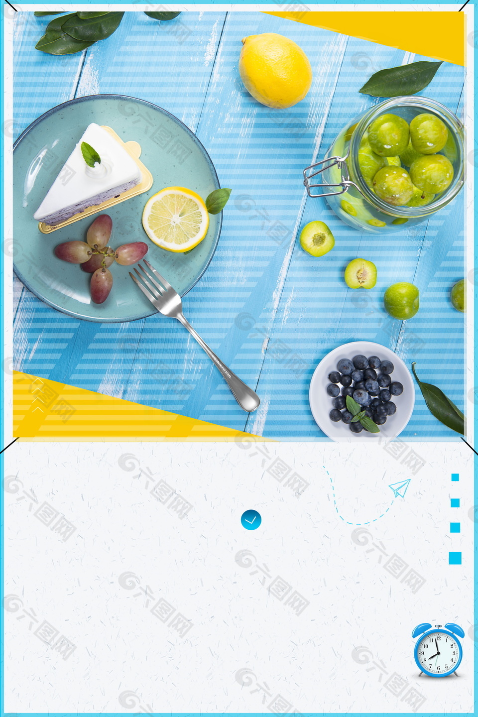 西式早餐水果早安广告背景素材