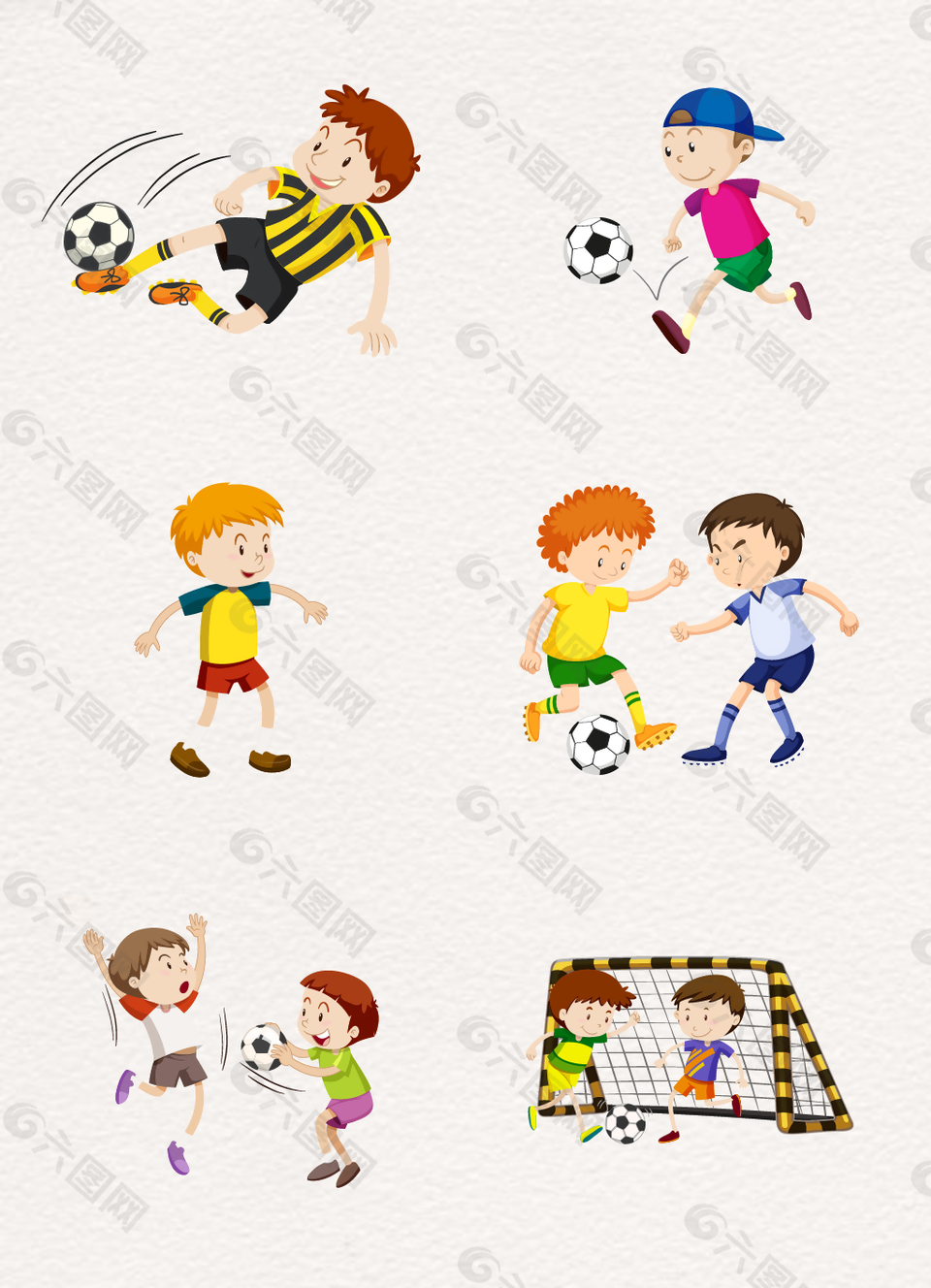 卡通可爱踢足球的小男孩矢量素材