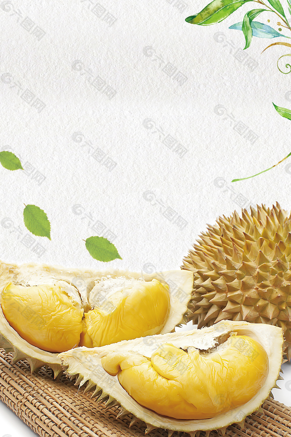榴莲限时促销海报背景素材