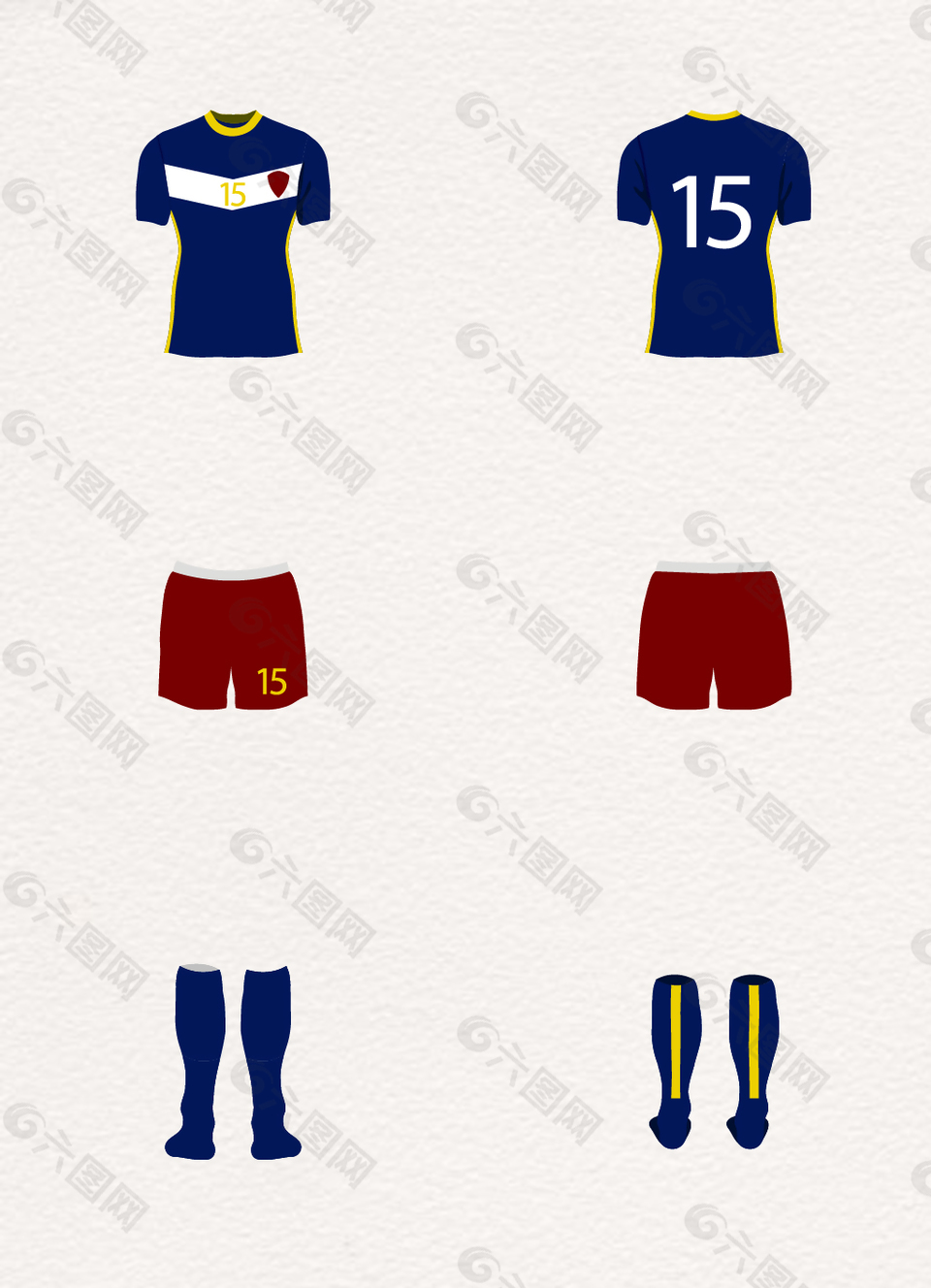 矢量卡通15号球衣设计素材