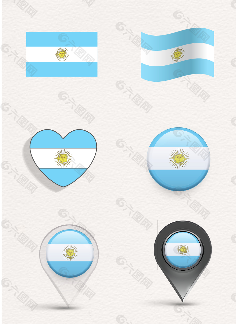 矢量蓝白蓝阿根廷国旗设计素材