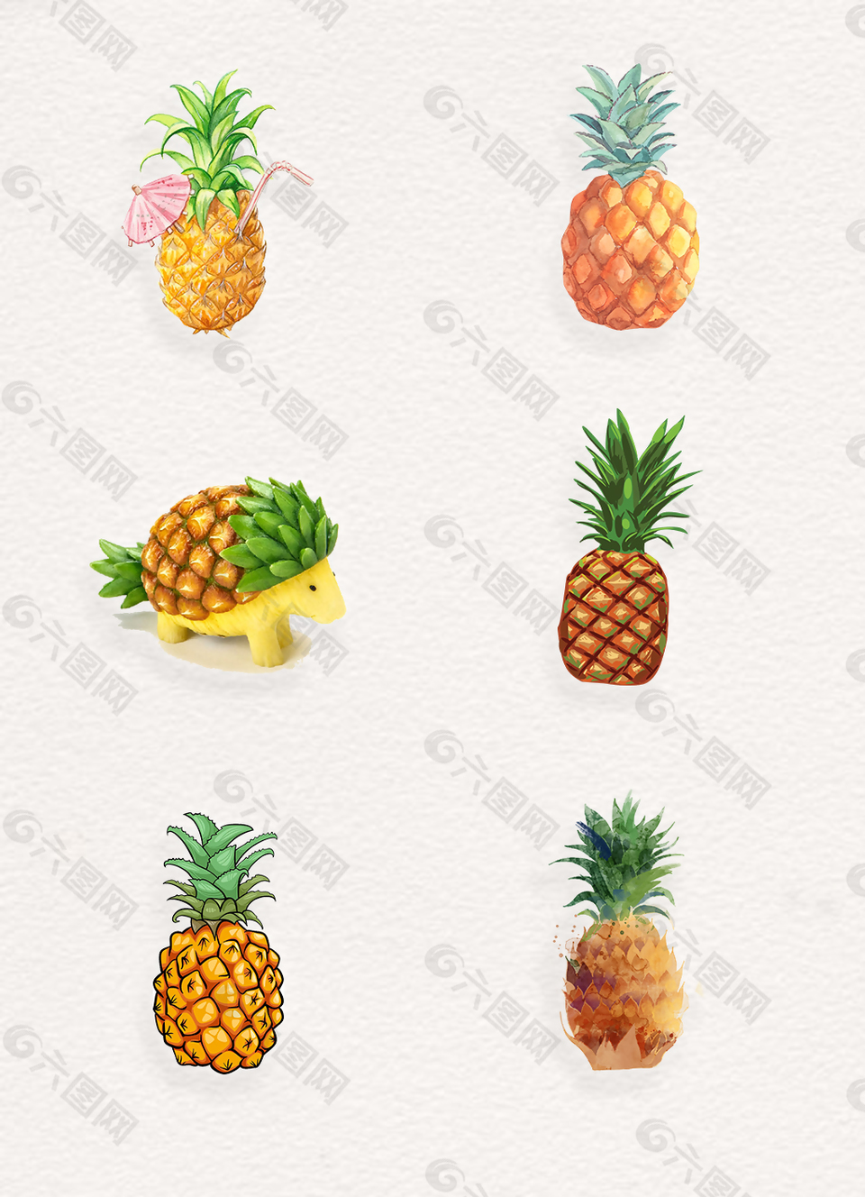 卡通手绘菠萝png素材