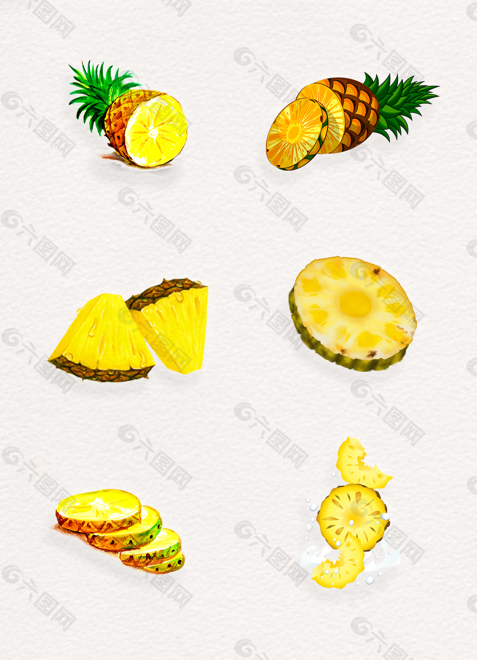 橙色卡通凤梨素材