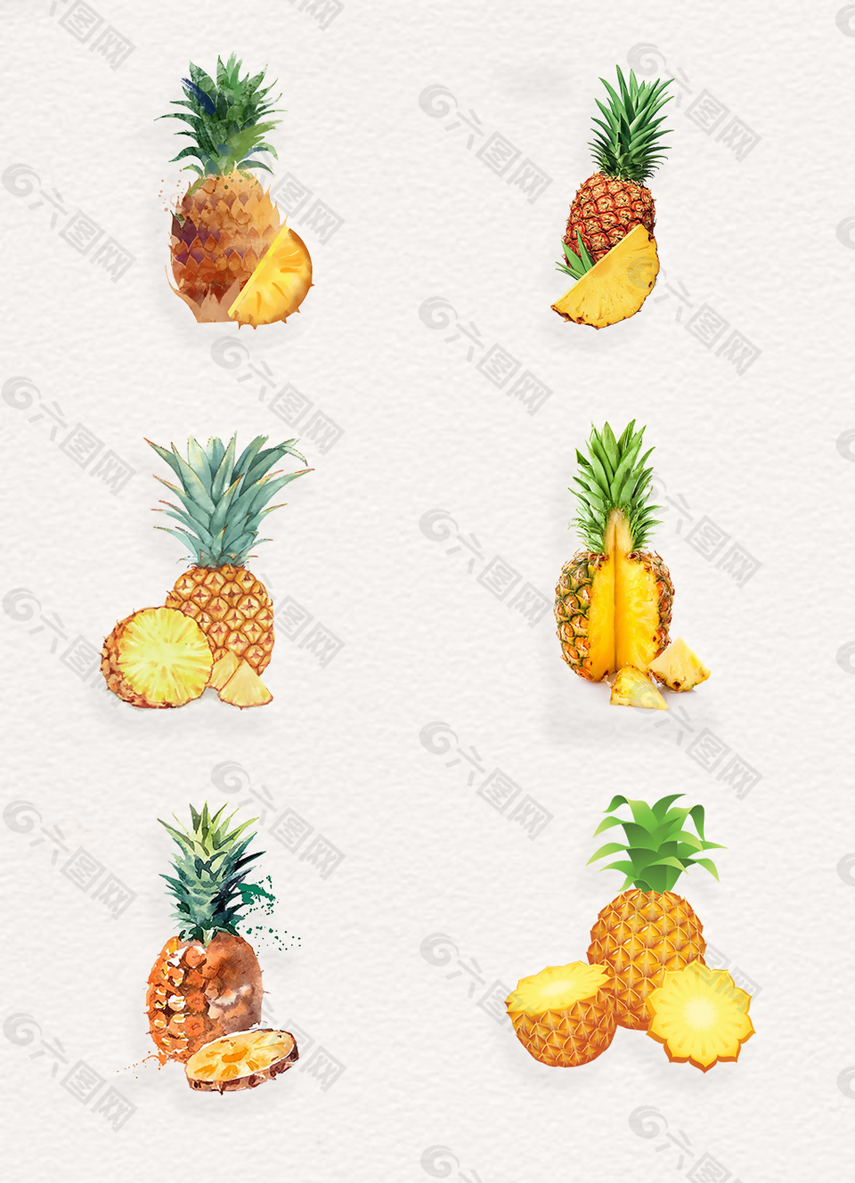 水彩新鲜水果菠萝png素材