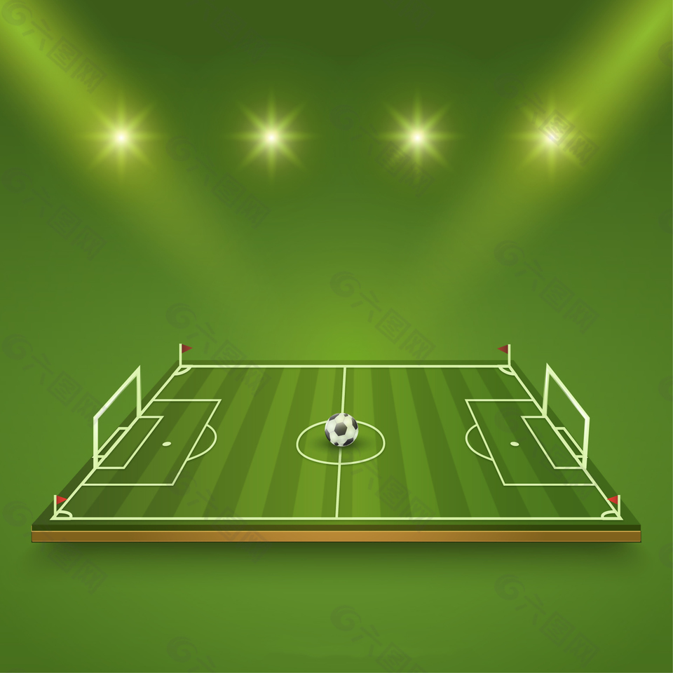 绿色足球场足球赛事设计元素