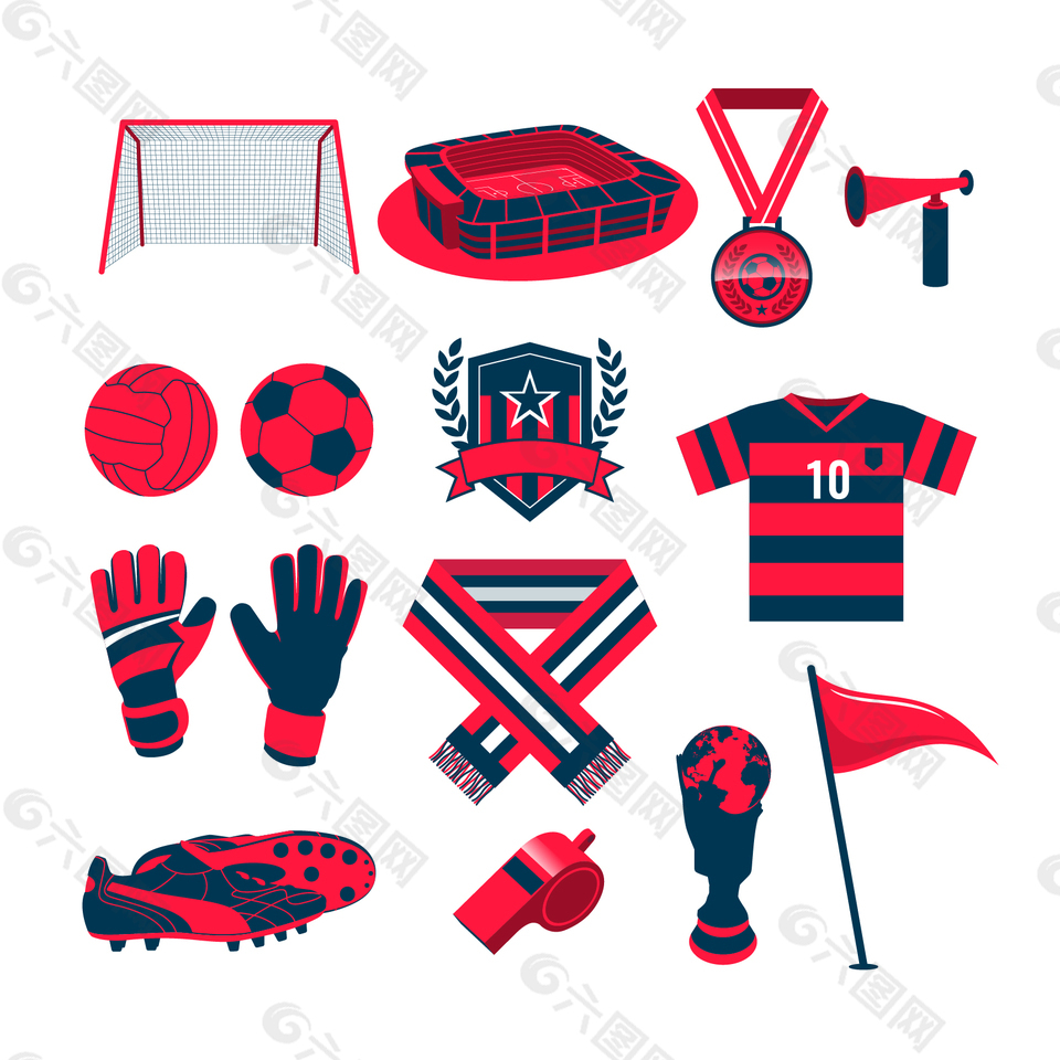 足球比赛用品元素装饰图案