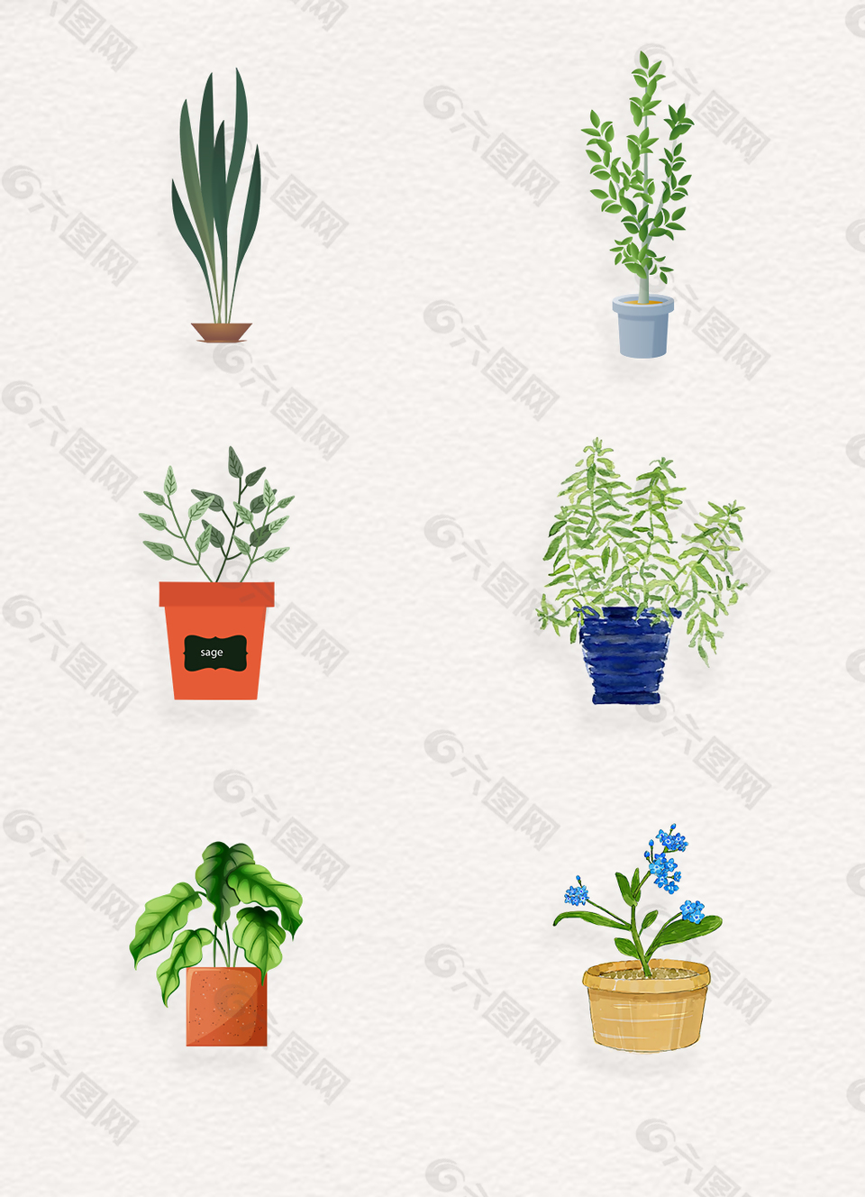 卡通植物盆栽装饰元素
