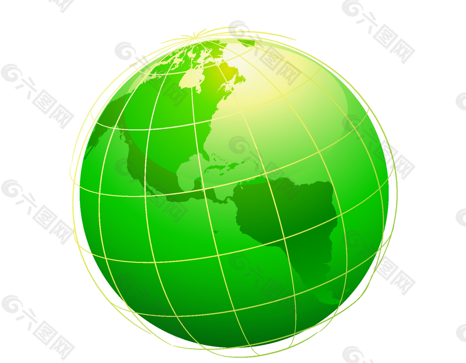 矢量手绘圆形绿色地球