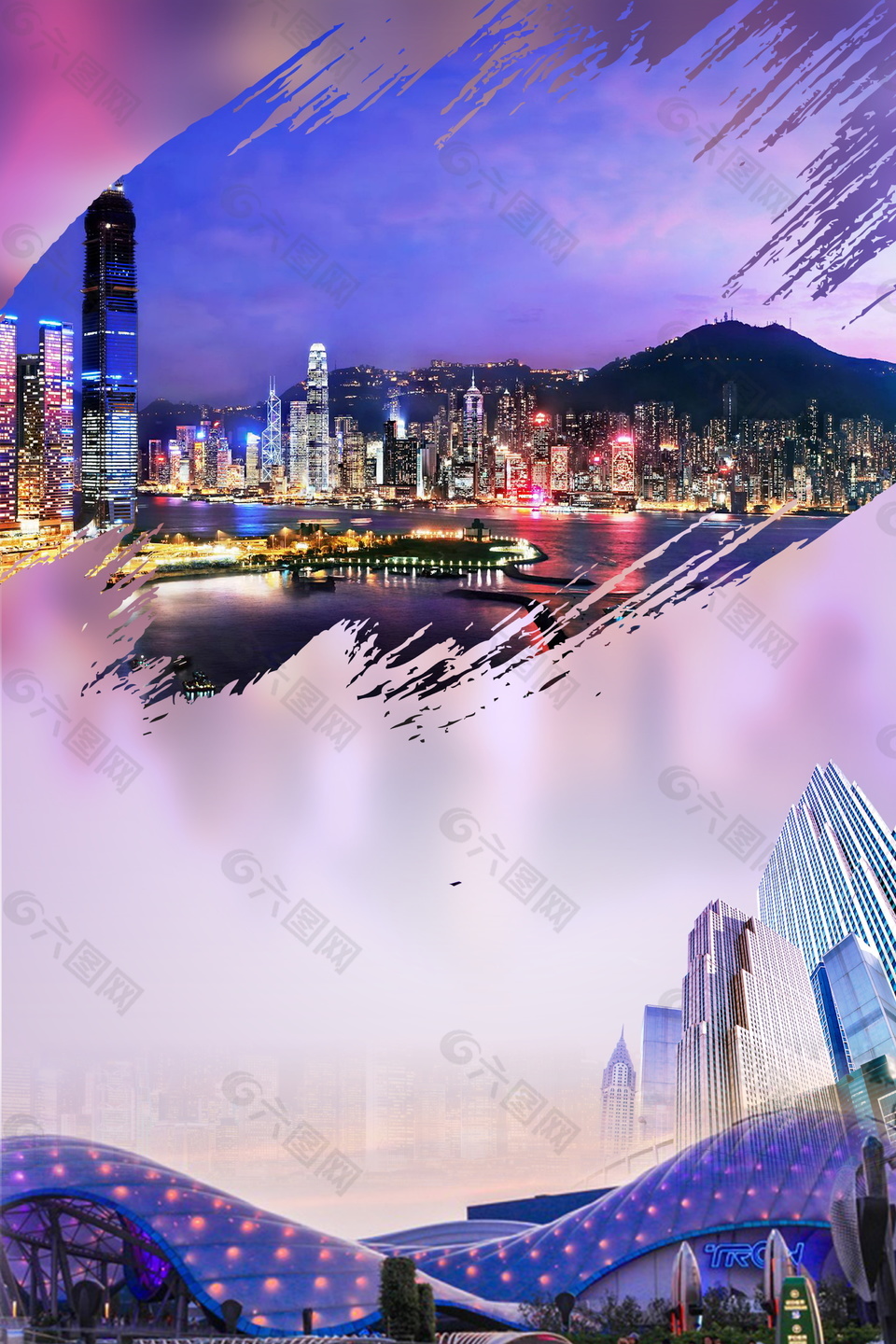 创意印象香港旅游广告背景素材