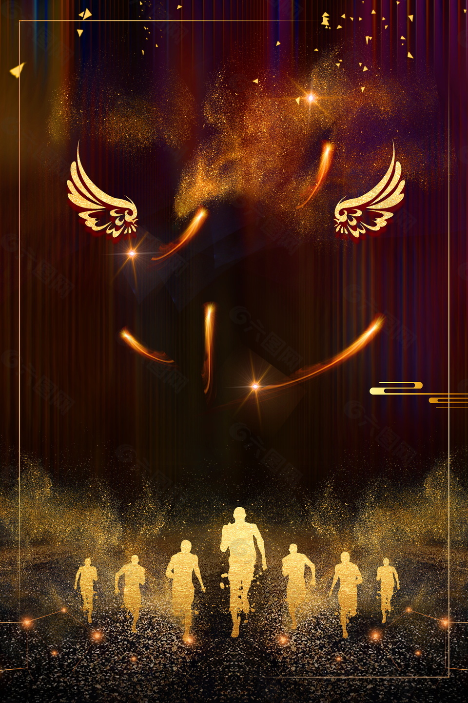 天使翅膀奔跑梦想释放狂野背景素材