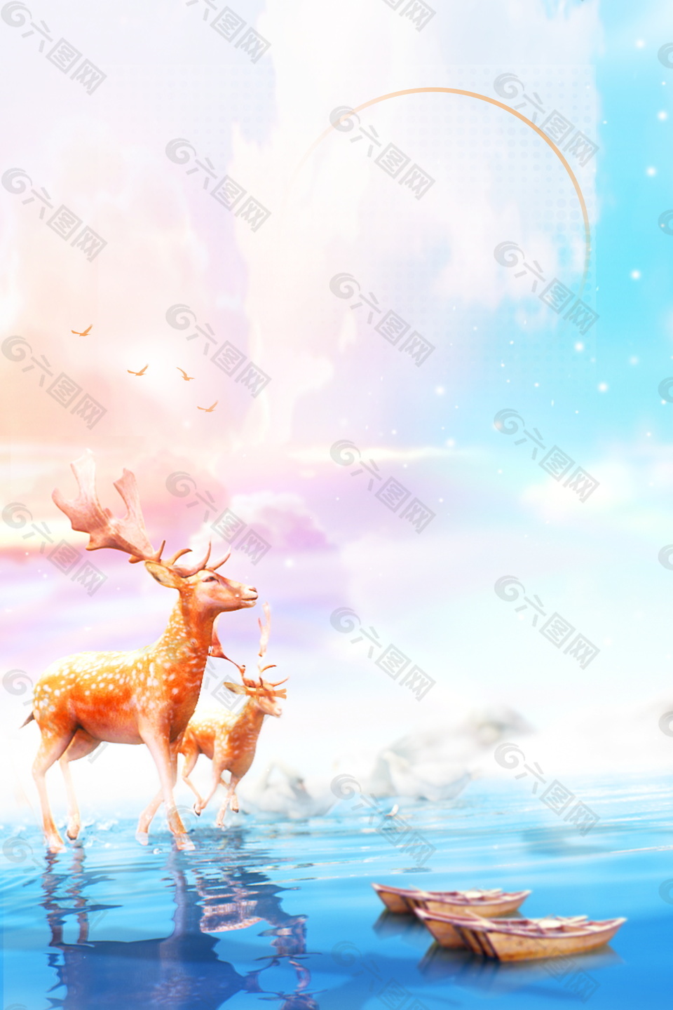 梅花鹿梦想释放狂野广告背景素材