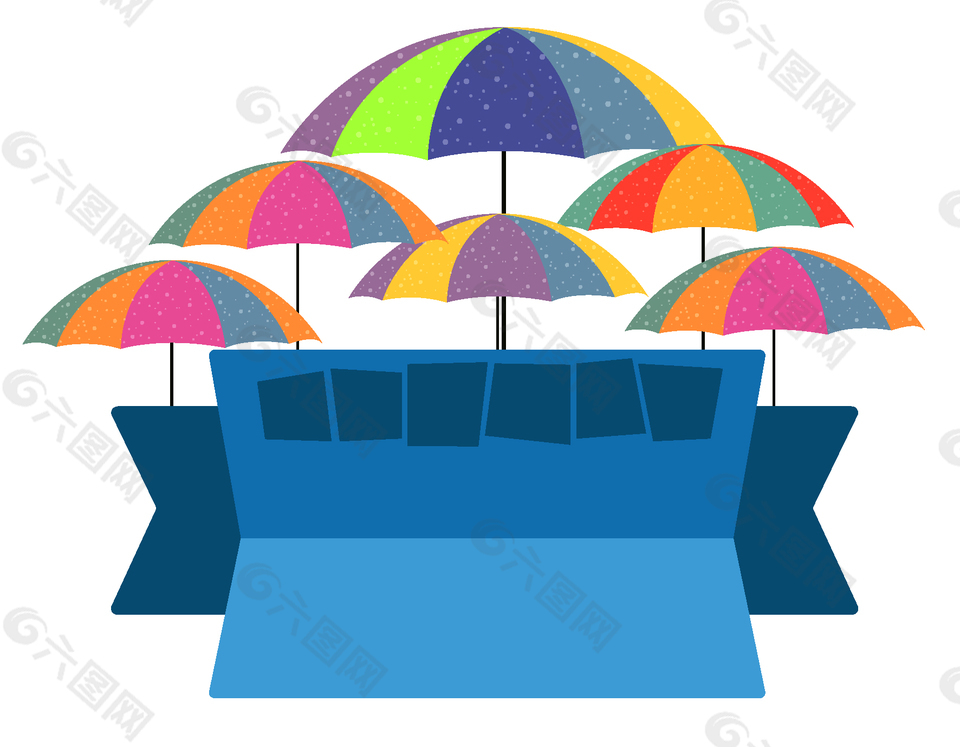 矢量彩色遮阳雨伞