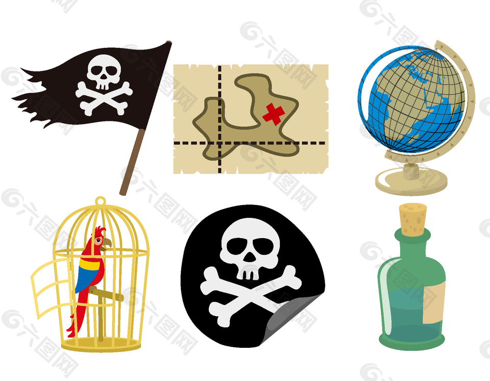 矢量海盗标识元素图