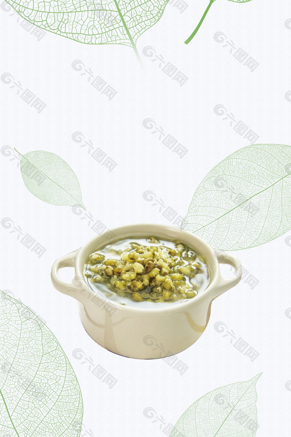 解暑绿豆绿豆汤广告背景素材