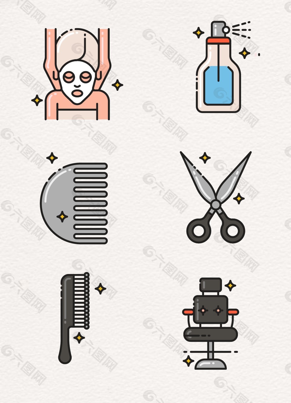 剪刀梳子理发图案