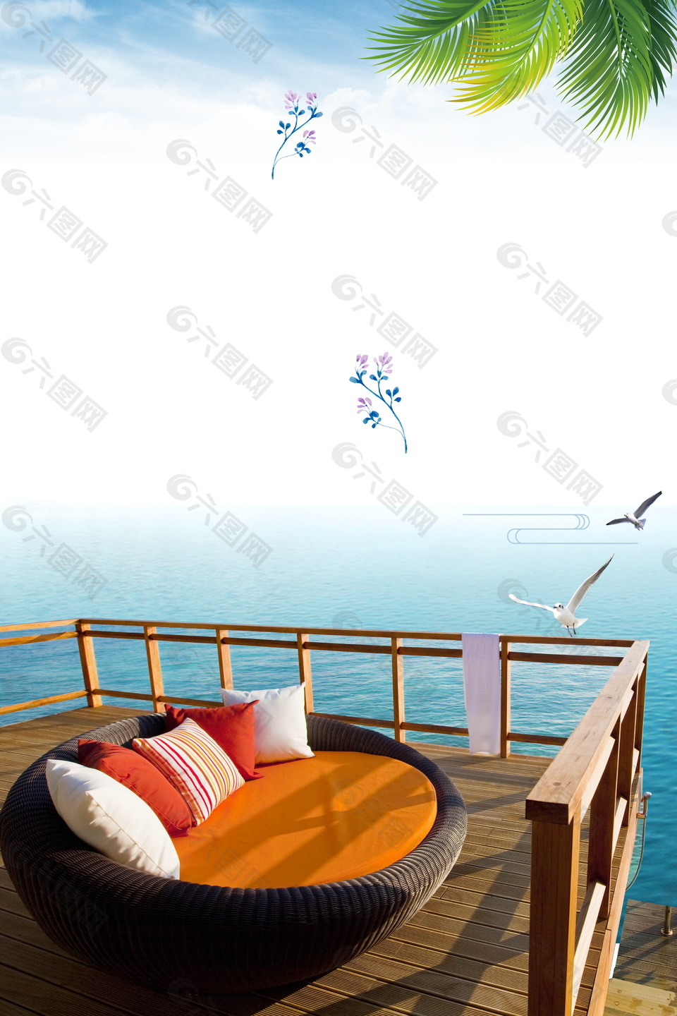 浪漫海之旅清新马尔代夫旅游广告背景素材