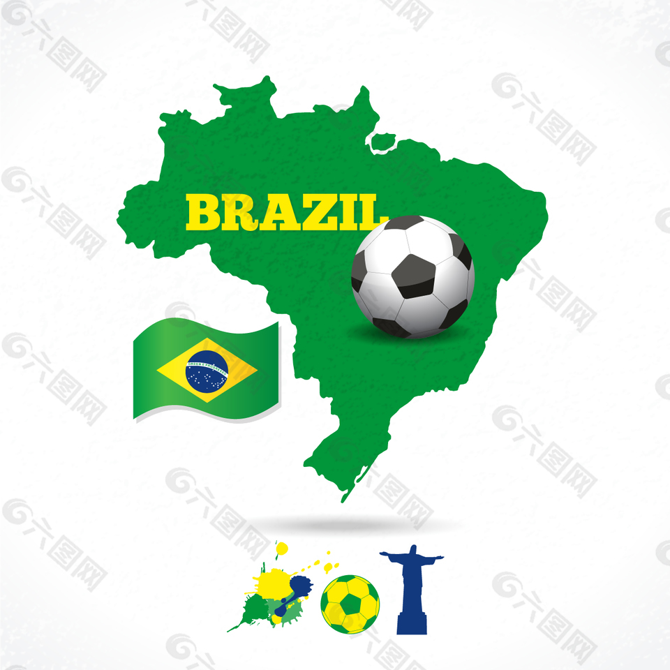 创意巴西世界杯足球元素设计