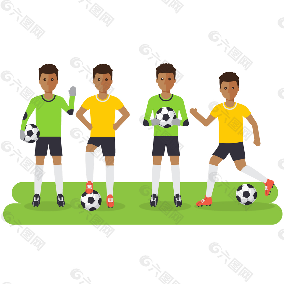 卡通足球队队员元素设计