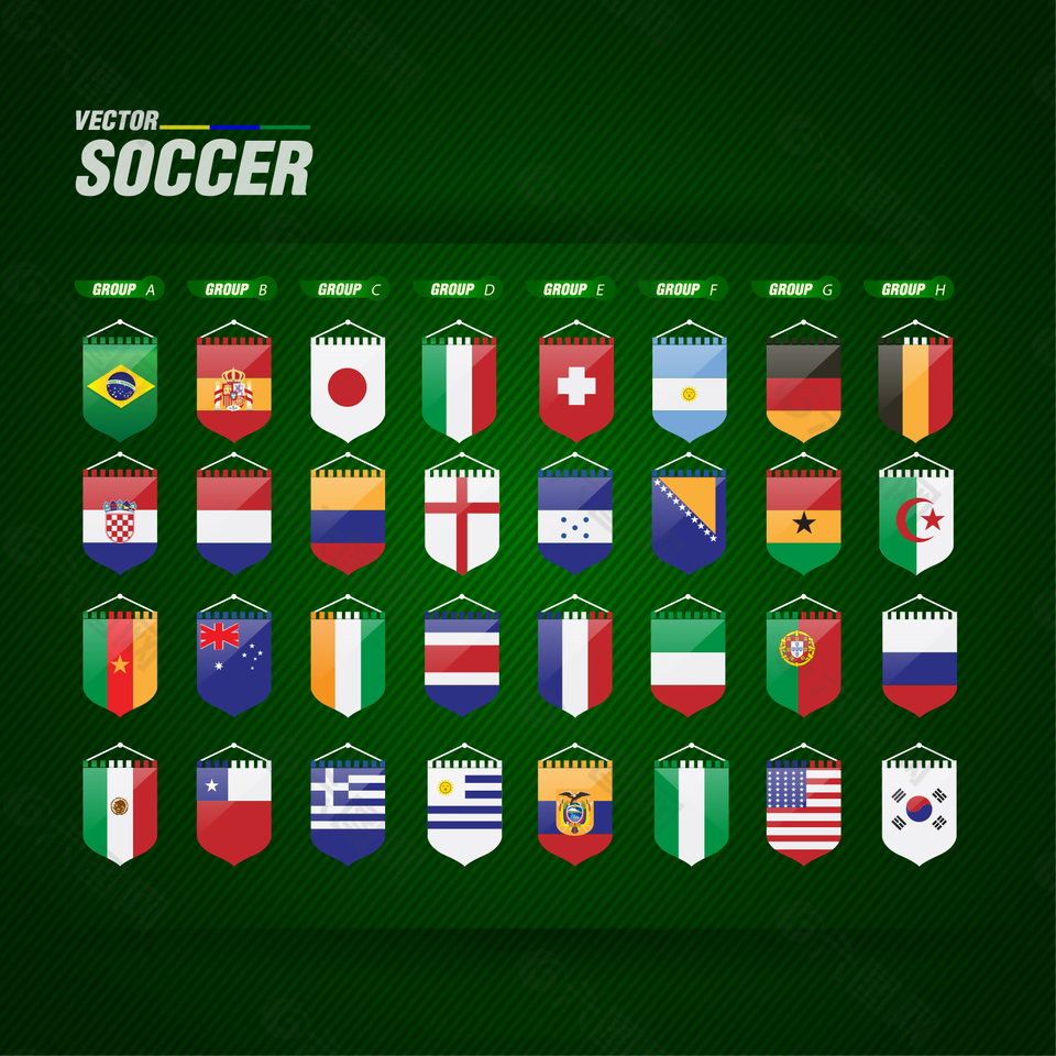 各国足球主吊旗元素设计