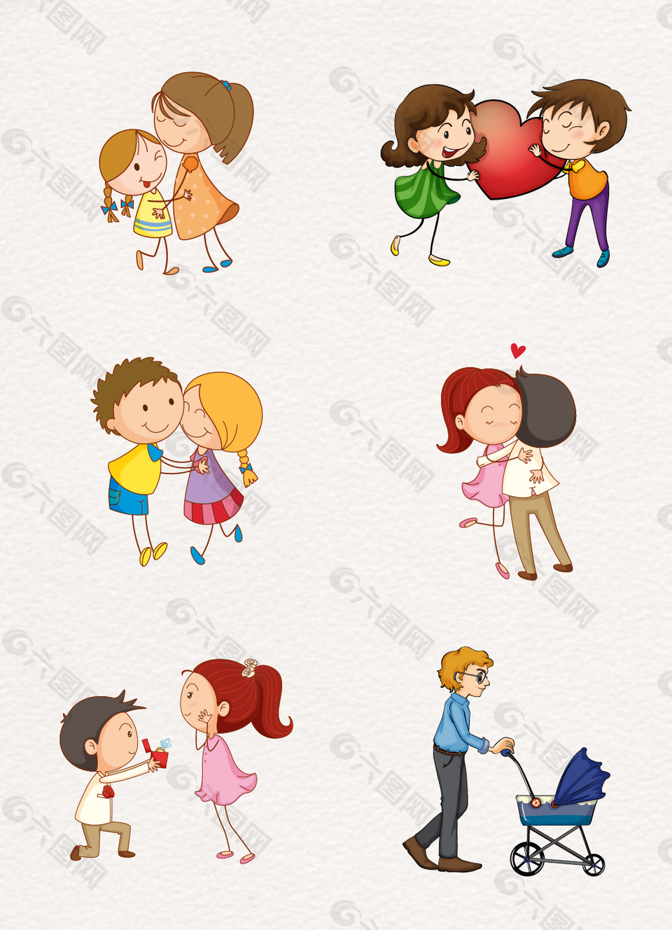 卡通家庭关系人物素材