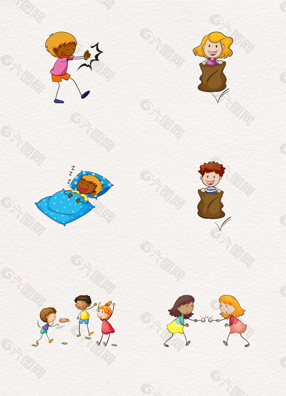 卡通可爱火柴人矢量素材