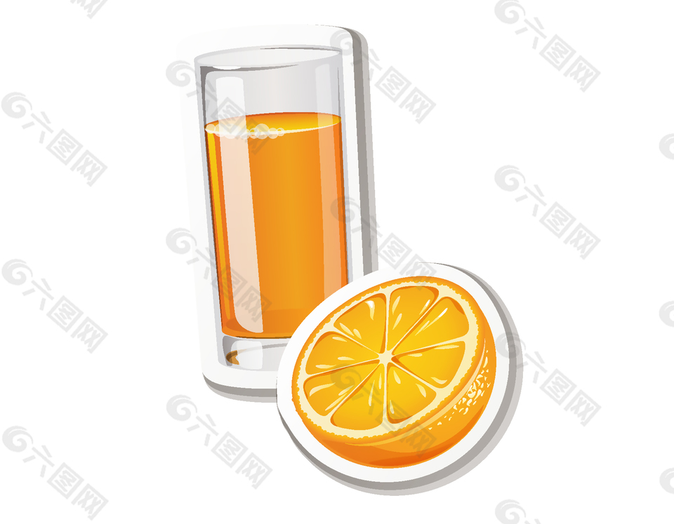 新鲜营养橙子果汁矢量图