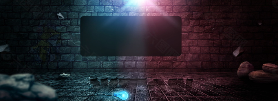 暗黑系城墙电商banner背景