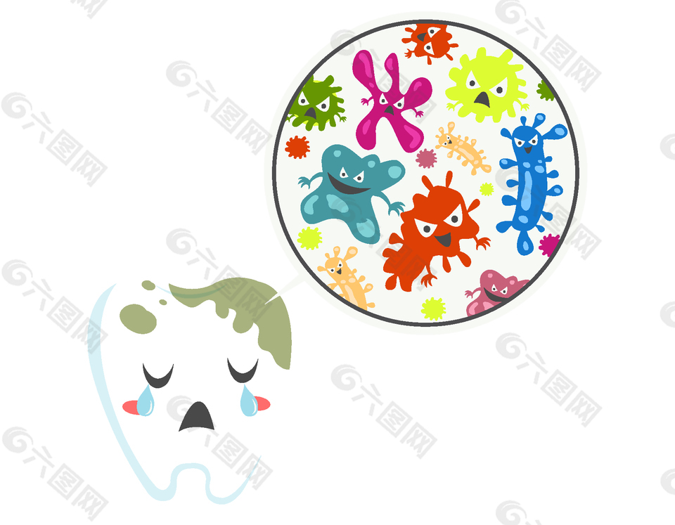 有蛀牙的伤心牙齿矢量图