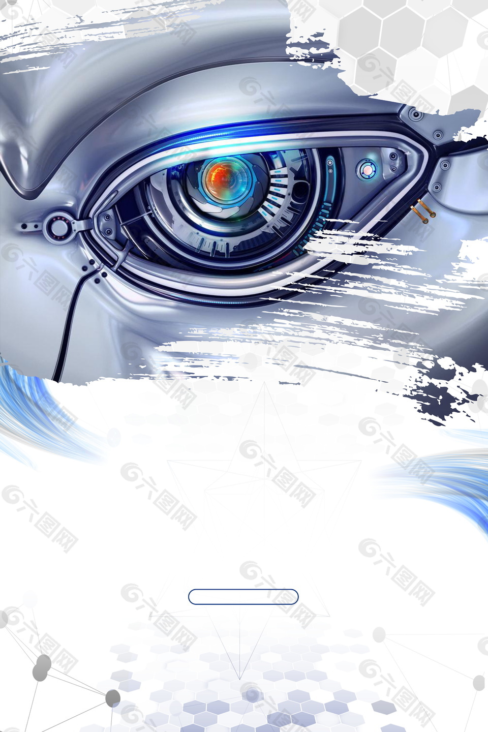 酷炫灰色智能机器人眼睛广告背景