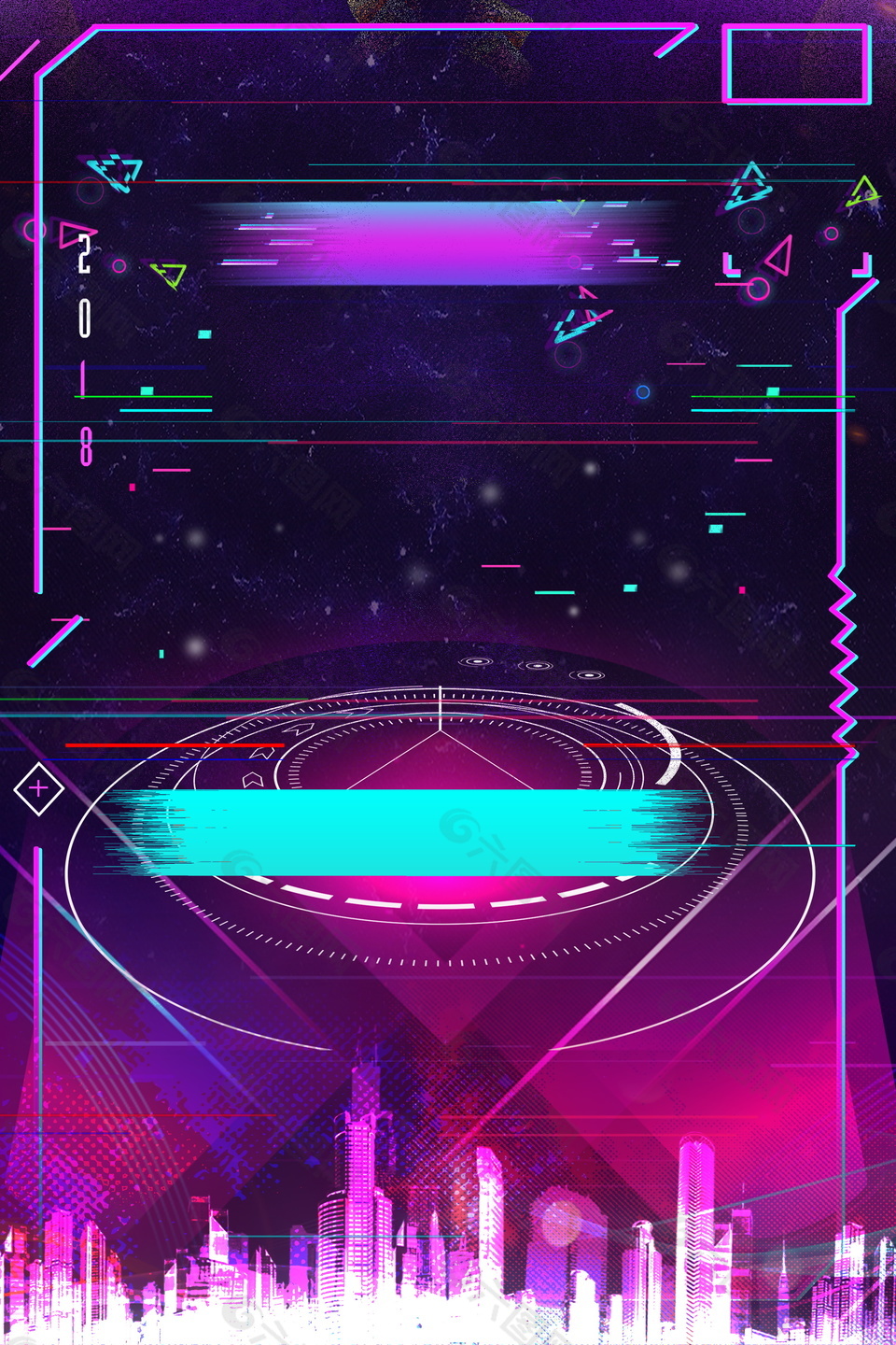 紫色抖音舞池促销海报背景设计