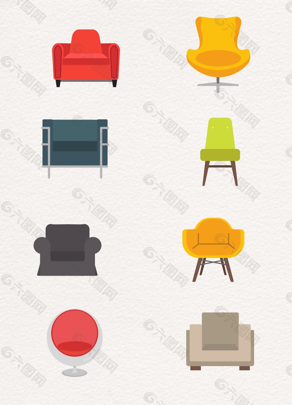 彩色卡通简约沙发设计