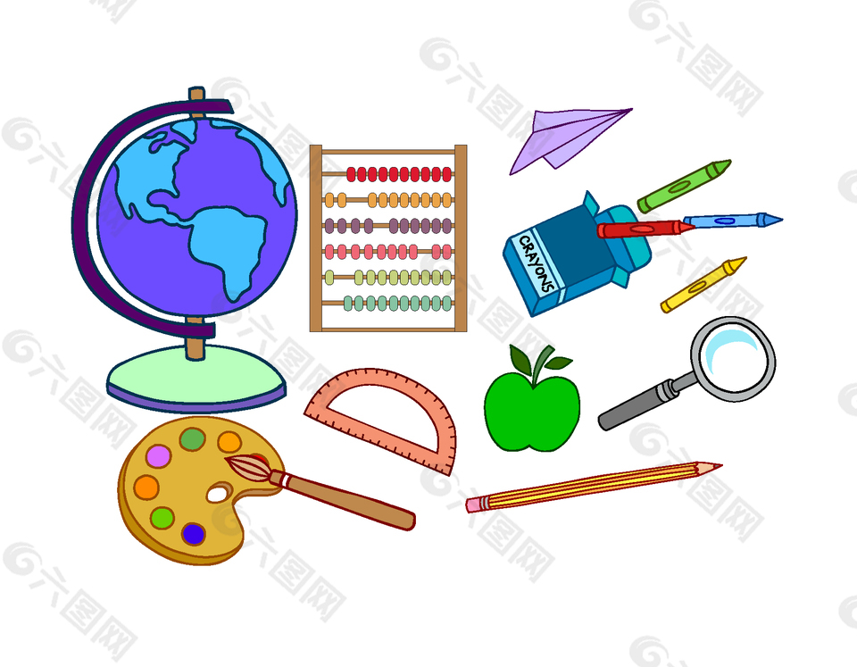 矢量手绘数学学习用品