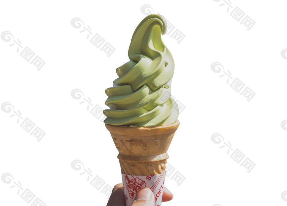 小清新绿色抹茶冰淇淋元素