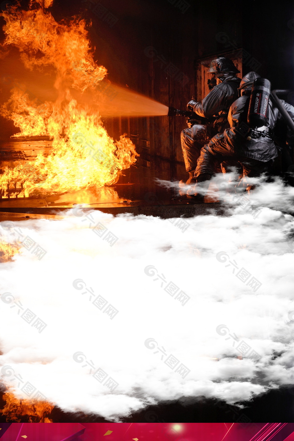 火焰消防员救火广告背景