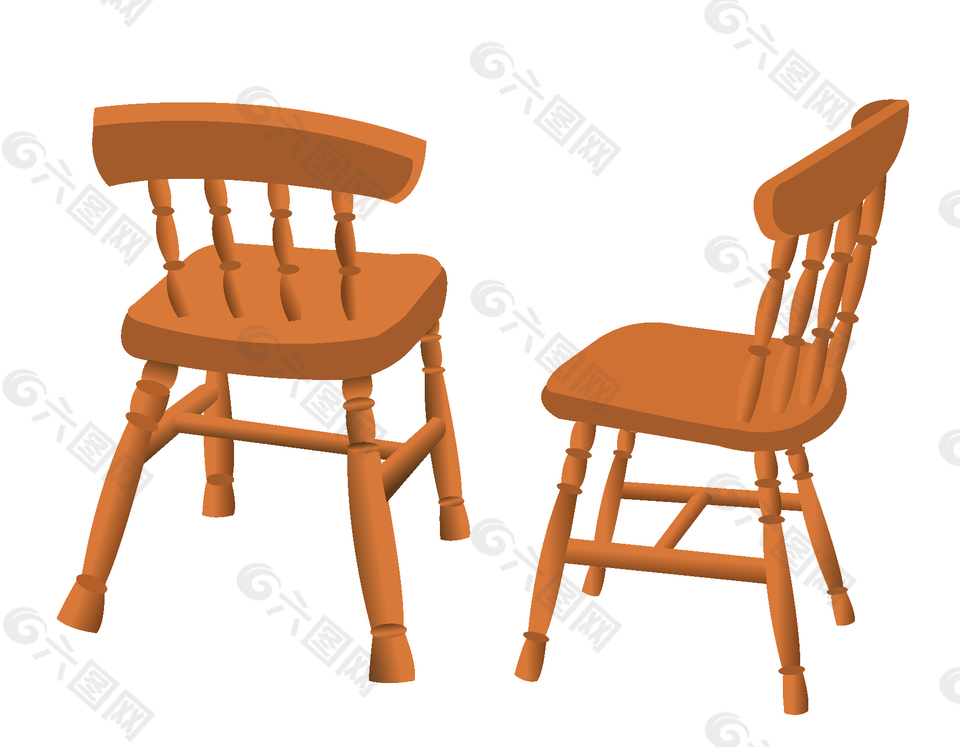 矢量家用木头椅子