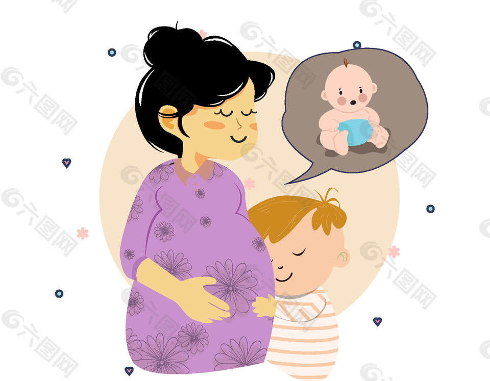 怀孕的妈妈与孩子矢量图