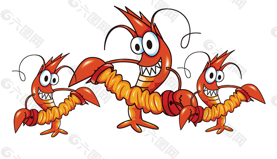 手绘跳舞小龙虾