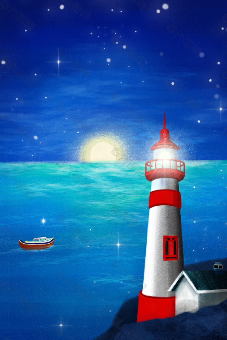 彩绘海洋观光塔背景素材