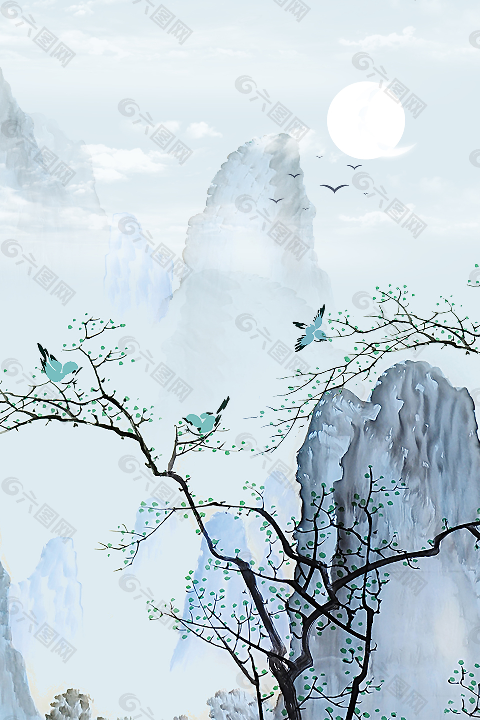 中国风山水意境装饰背景
