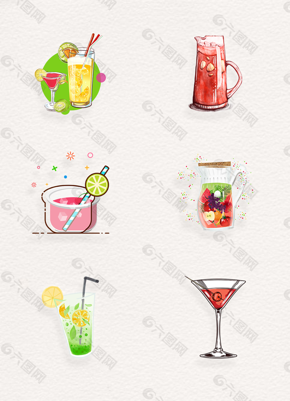 卡通可爱夏日饮品果汁png元素