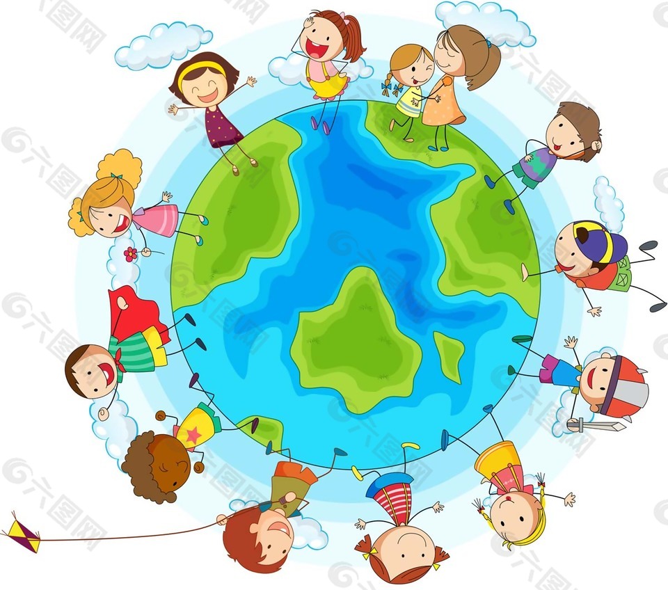 和谐友爱地球儿童装饰元素